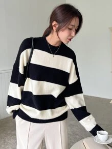 DAZY Two Tone Drop Shoulder Sweater,Fall Women Clothes
