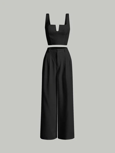 SHEIN MOD Solid Tank Top & Wide Leg Trousers