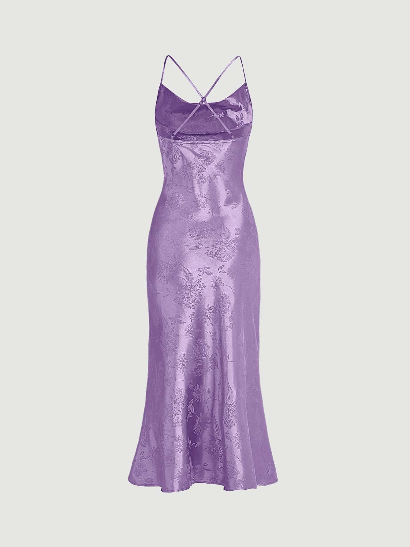 satin jacquard cami dress Jacquard Ruffle Hem Satin Cami Dress, White / XS