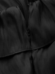 SHEIN MOD Vestido de hombros descubiertos ribete con fruncido - Negro - Ver 4