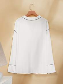 SHEIN 寬鬆顺滑柔軟透氣輕便女性睡衣套裝 - 白色 - 查看 3