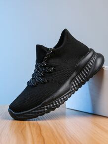 Boys Lace-up Front Running Shoes - Black - View 1