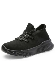 Boys Lace-up Front Running Shoes - Black - View 3