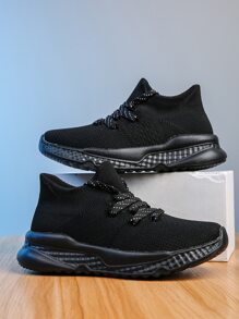 Boys Lace-up Front Running Shoes - Black - View 5