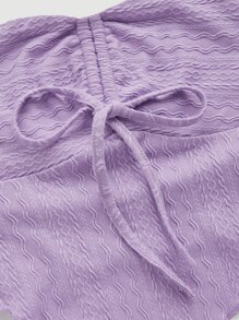 SHEIN MOD Solid Drawstring Halter Top - Lilac Purple - View 3