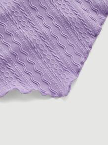 SHEIN MOD Solid Drawstring Halter Top - Lilac Purple - View 4