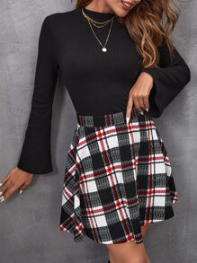 SHEIN Essnce Bộ đồ hai mảnh nữ Gân đan Sọc ca rô Giải trí - Nhiều màu - Xem 3