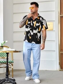 Manfinity Men Plus Geo Print Shirt - Multicolor - View 5