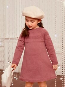 SHEIN 小女童插肩袖毛衣洋裝