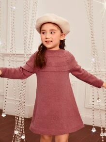 SHEIN 小女童插肩袖毛衣洋裝