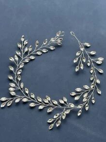 1入組女式水鑽裝飾迷人新娘髮帶適用於婚禮 - 銀色 - 查看 2