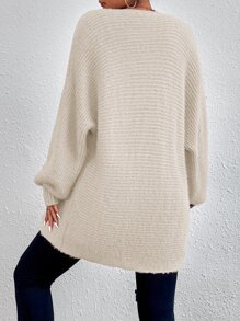 SHEIN Frenchy Nữ Cardigans màu trơn Giải trí - Màu be - Xem 2