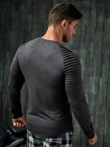Manfinity VCAY Men Seam Detail Raglan Sleeve Tee - Dark Grey - View 2