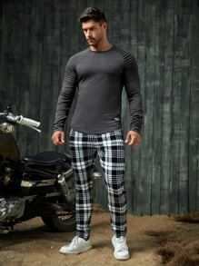 Manfinity VCAY Men Seam Detail Raglan Sleeve Tee - Dark Grey - View 3