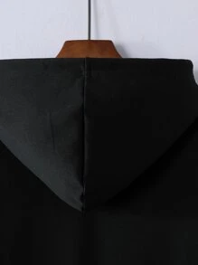 Manfinity Hypemode Sudadera con capucha con cordón y gráfico de caracteres japoneses oversize para hombres - Negro - Ver 3