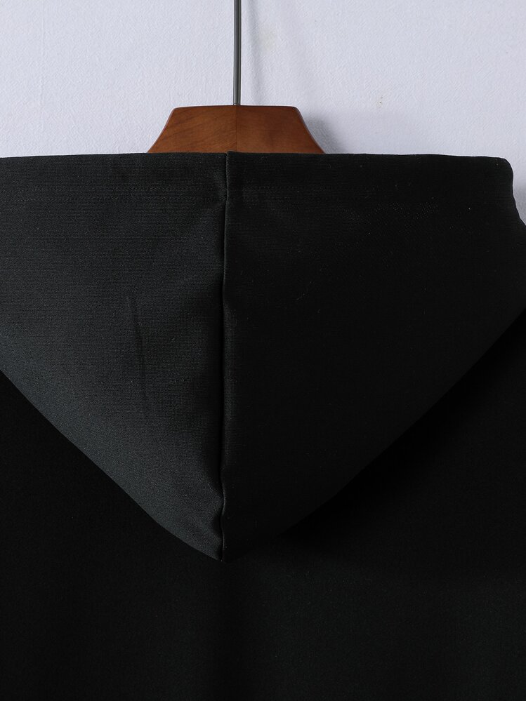 Manfinity Hypemode Oversized Japanese Character Graphic Drawstring Hoodie For Men - Black - View 3