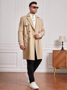 GENTILAND 男士西裝領雙排釦風衣外套 - 卡其色 - 查看 4