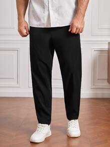 EASEVO Men Solid Slant Pocket Suit Trousers - Black - View 3