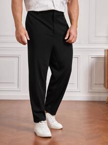 EASEVO Men Solid Slant Pocket Suit Trousers - Black - View 4