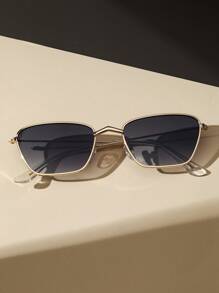 1 Pair Women's Metal Small Frame Geometric Fashion Glasses , Suitable For Holiday Gifts, Daily Life, Tropical Beach Vacation, Music Festivals And Other Occasions, Fashionable And Versatile, Elegant Attire, Suitable For Family Outings, Travel And Vacation - Ombre - View 4