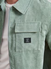 GENTILAND 宽松版型男式长袖灯芯绒大衣，带翻盖口袋 - 薄荷綠 - 查看 5