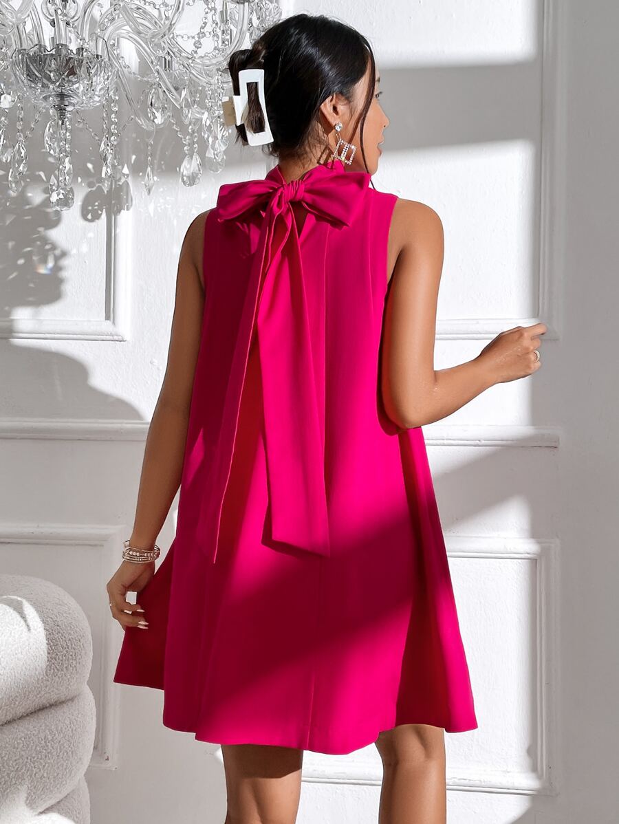 SHEIN Privé Tie Back High Neck Tank Dress