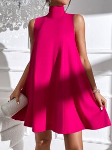 SHEIN Privé Tie Back High Neck Tank Dress