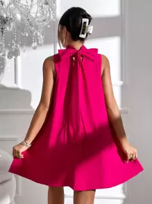 SHEIN Privé Tie Back High Neck Tank Dress