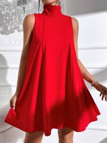 SHEIN Privé Tie Back Sleeveless Tank Dress - Red - View 6