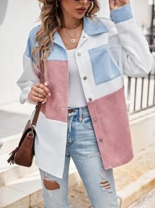 SHEIN LUNE Cut And Sewn Drop Shoulder Jacket Western Style Women's In Fall/Winter