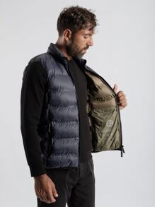 Men Solid Zip Up Padded Gilet - Navy Blue - View 4