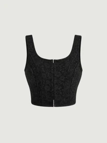 SHEIN MOD Áo hai dây màu trơn Giải trí - màu đen - Xem 1