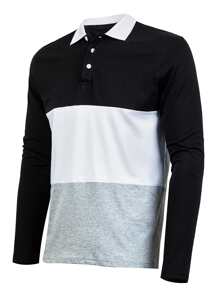 Men Cut And Sew Polo Shirt - Multicolor - View 1