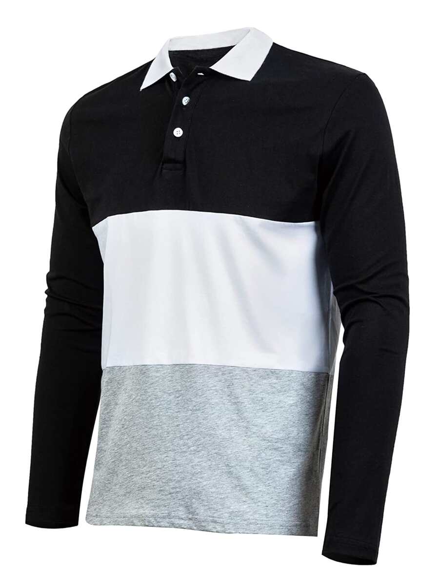 Men Cut And Sew Polo Shirt - Multicolor - View 1