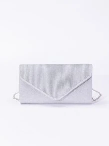 水鑽裝飾翻蓋晚會包,完美新娘錢包適合婚禮,舞會和派對活動 - 銀色 - 查看 5