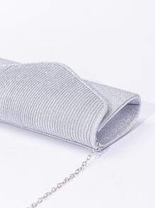 水鑽裝飾翻蓋晚會包,完美新娘錢包適合婚禮,舞會和派對活動 - 銀色 - 查看 6