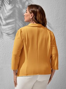 SHEIN Privé Áo vest Plus size Bất đối xứng màu trơn Thanh lịch - Màu Mù tạt vàng - Xem 2