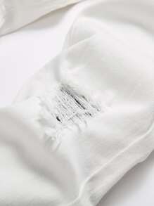 Manfinity Hombres Jeans ajustados desgarro crudo - Blanco - Ver 4