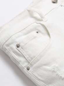 Manfinity Hombres Jeans ajustados desgarro crudo - Blanco - Ver 5