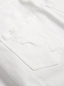 Manfinity Hombres Jeans ajustados desgarro crudo - Blanco - Ver 6