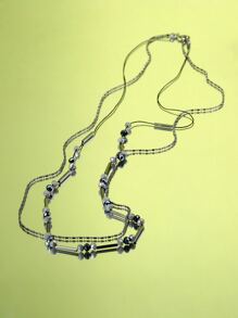 ROMWE Fairycore Bead Decor Layered Necklace - Multicolor - View 2