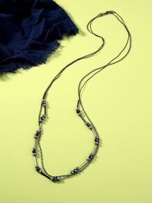 ROMWE Fairycore Bead Decor Layered Necklace - Multicolor - View 3