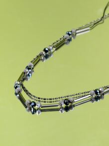 ROMWE Fairycore Bead Decor Layered Necklace - Multicolor - View 4