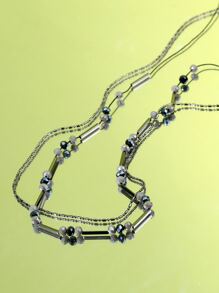 ROMWE Fairycore Bead Decor Layered Necklace - Multicolor - View 6