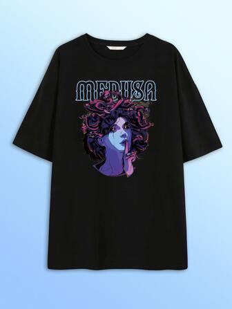 Heymoonly Maglietta lettere con stampa figura