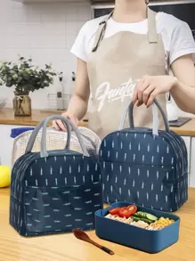 1pc Oxford Cloth Lunch Bag With Aluminum Foil Liner, Wheat Ear Print Lunch Bag For Office Work School