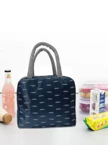 1pc Oxford Cloth Lunch Bag With Aluminum Foil Liner, Wheat Ear Print Lunch Bag For Office Work School