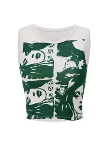 SHEIN ICON Top tank 90s con estampado de figura - Blanco - Ver 1