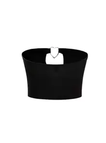 SHEIN Unity Top bandeau con diseño de aro de corazón - Negro - Ver 2
