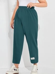 Mulvari Plus Patched Detail Carrot Trousers - Teal Blue - View 1